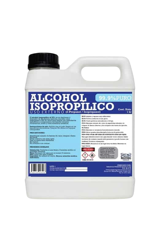 Alcohol Isopropílico 99% (Anhidro) Desinfección Limpieza Total, 1 Litro